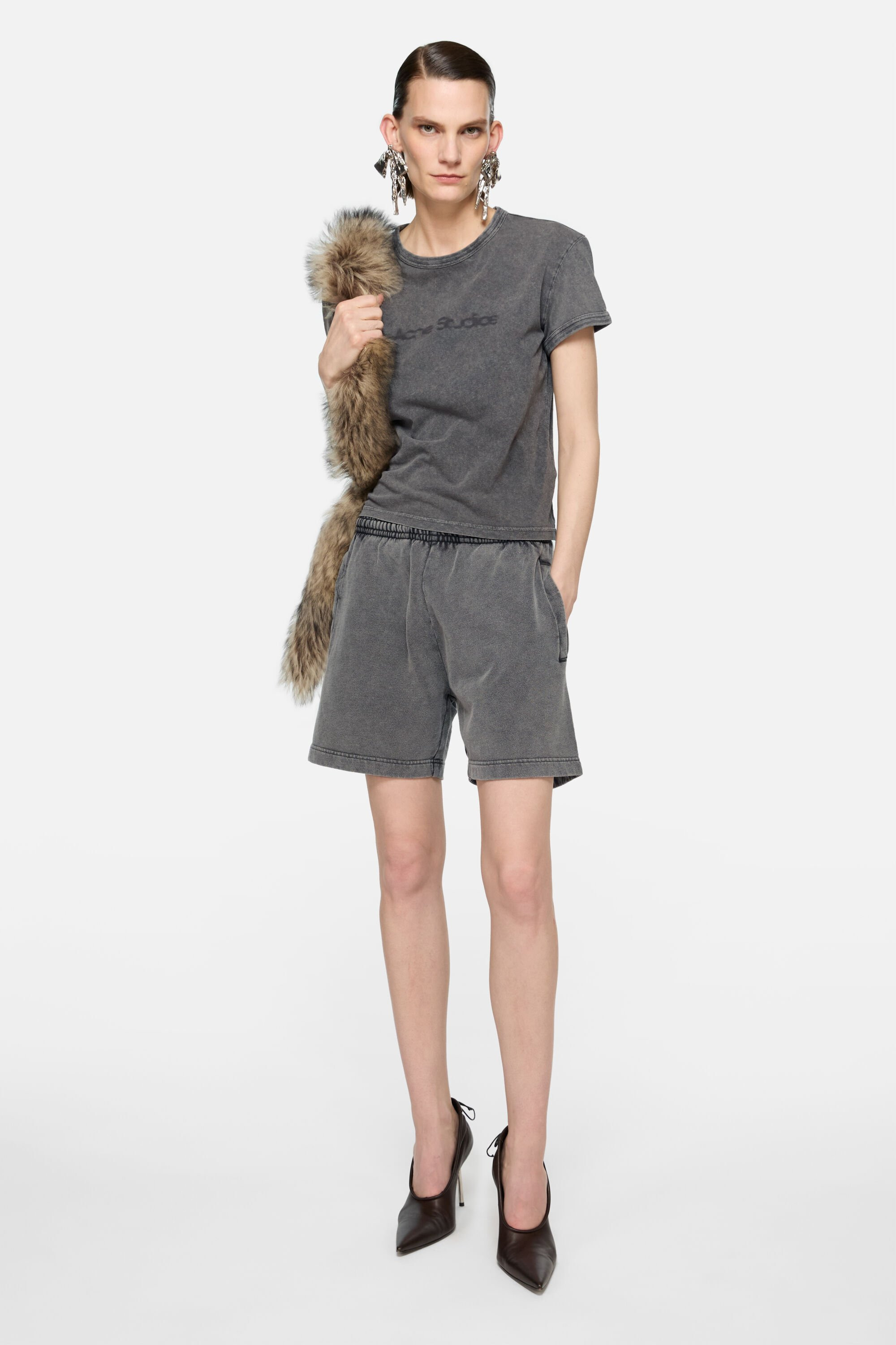 Cotton shorts - Faded black - 2
