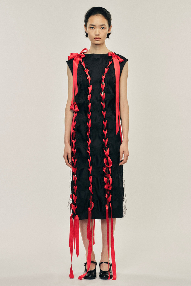Simone Rocha Unraveling Ribbon Brocade Dress outlook