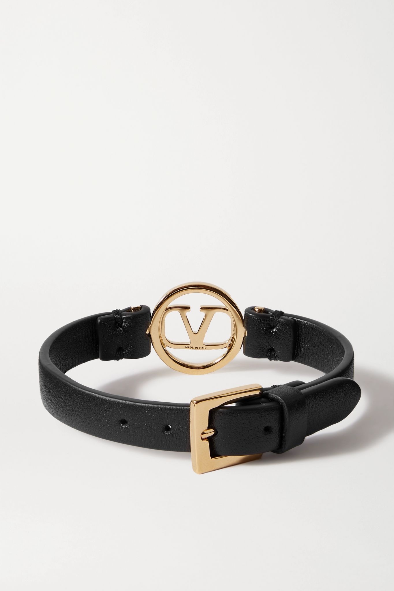 Valentino Garavani leather and gold-tone bracelet - 3