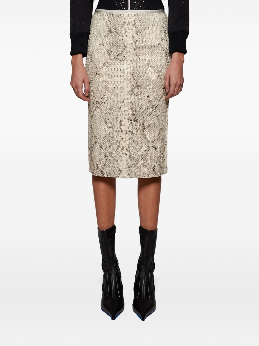 snake-print pencil skirt - 3