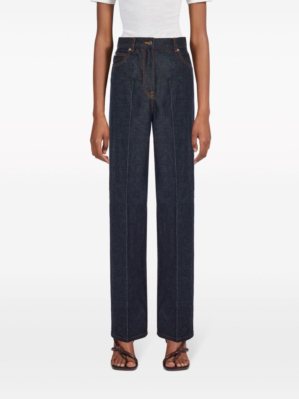 logo-appliquÃ© contrast-stitching wide-leg jeans - 3