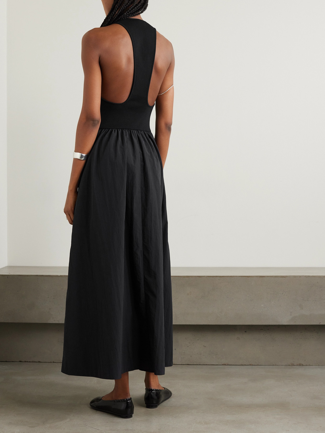 Ribbed-knit And Poplin Maxi Dress - 3