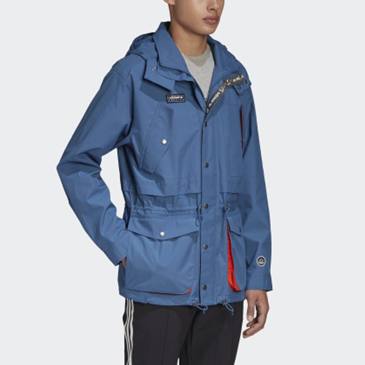 adidas originals Solid Color Athleisure Casual Sports Hooded Jacket Blue FR9280 - 7