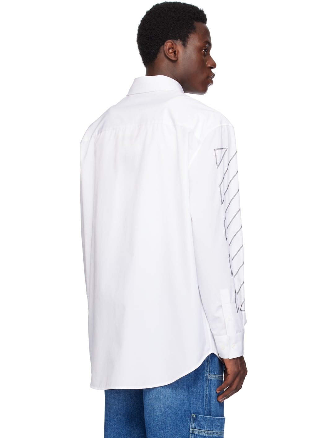 White Diag Outl Poplin Shirt - 3