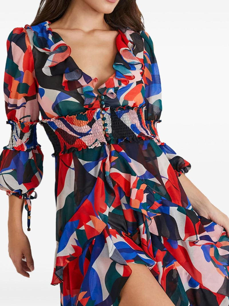 ruffled-printed asymetric dress 4