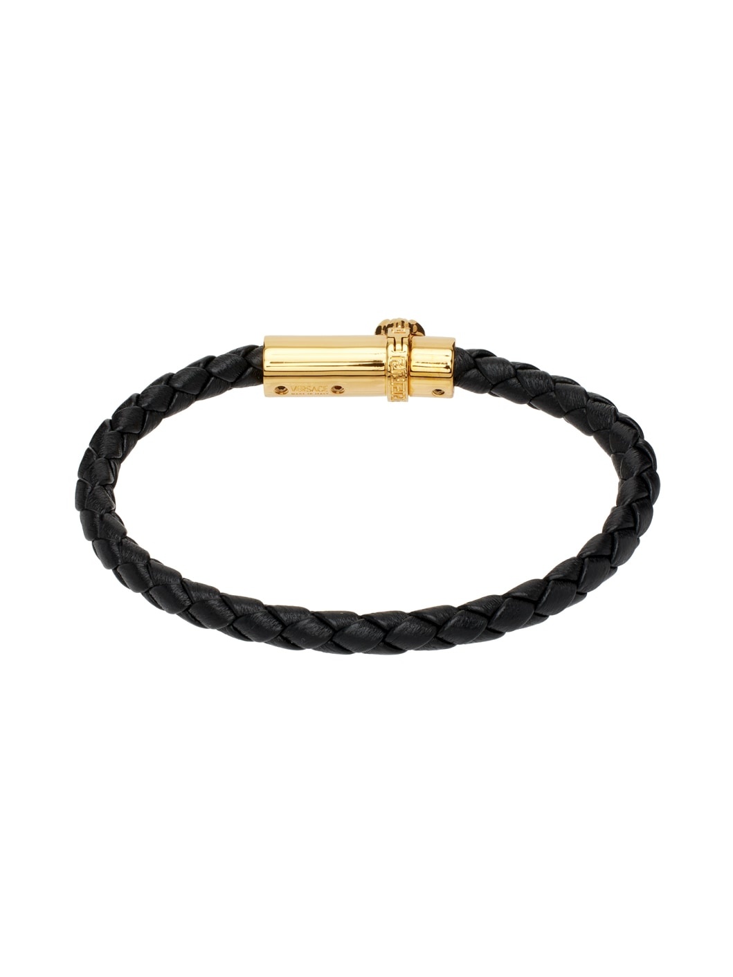 Black Medusa Braided Leather Bracelet - 2