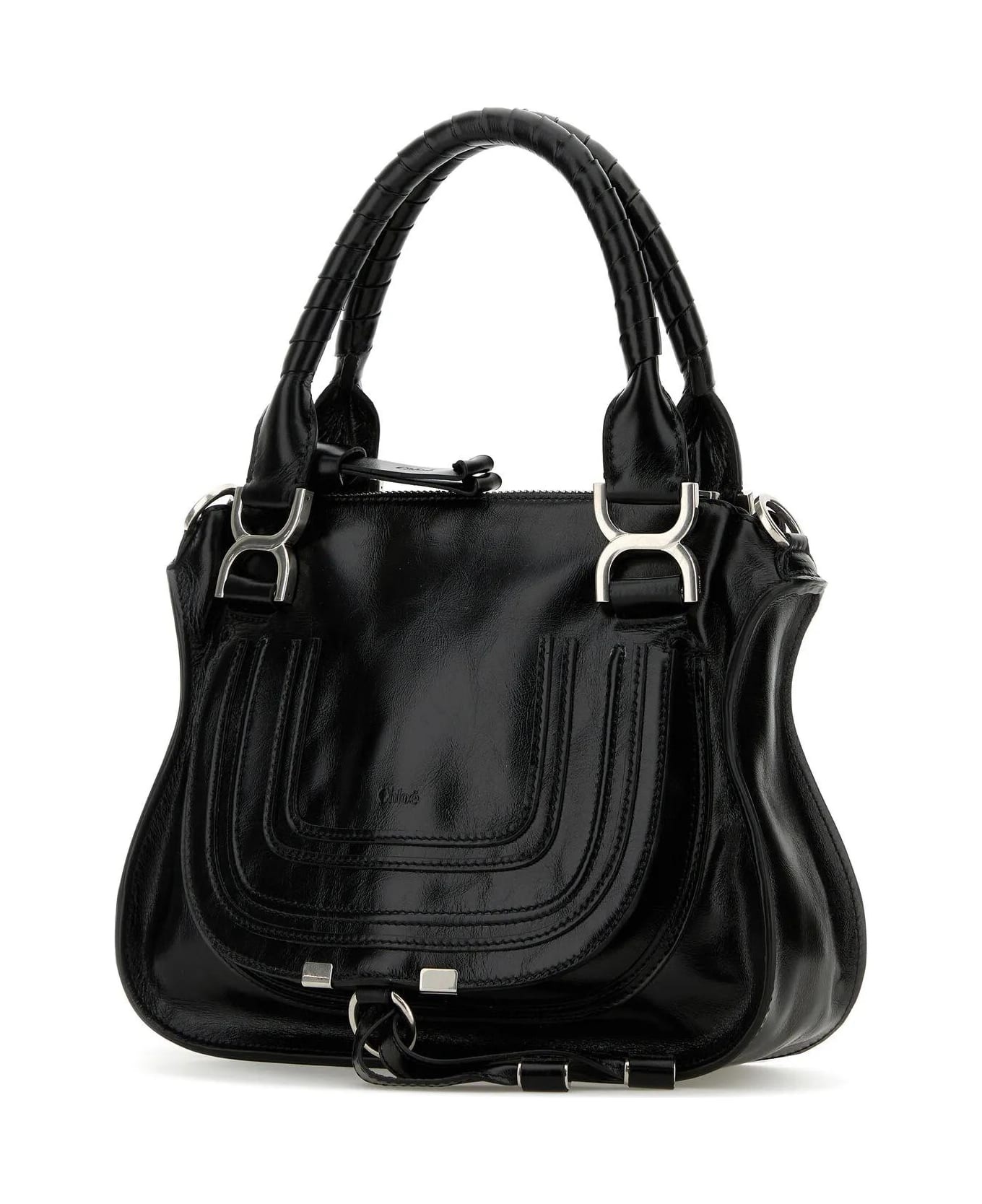 Black Leather Small Marcie Handbag - 2