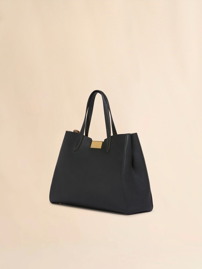 BLACK LEATHER MEDIUM TRUNKAROO TOTE HANDBAG - 2