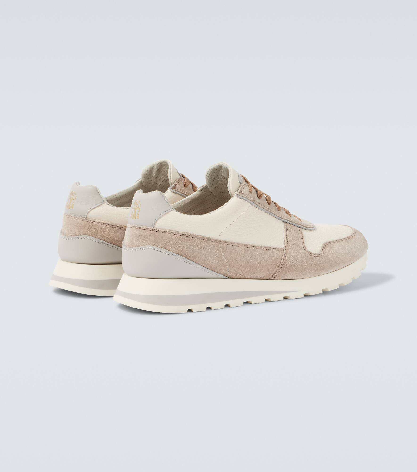 Suede-trimmed leather sneakers - 6
