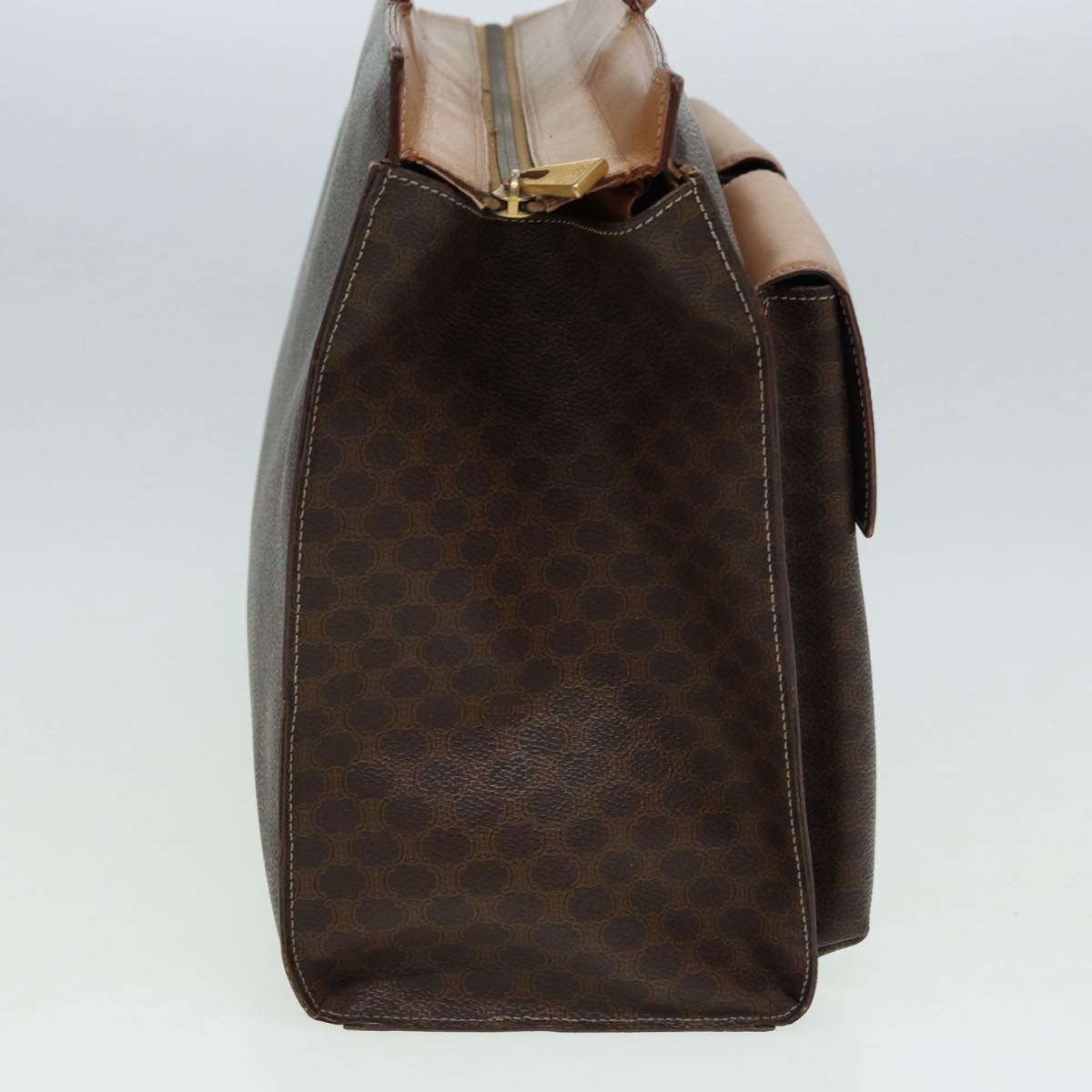 CELINE Macadam Canvas Hand Bag Pvc Leather Brown Gold - 4