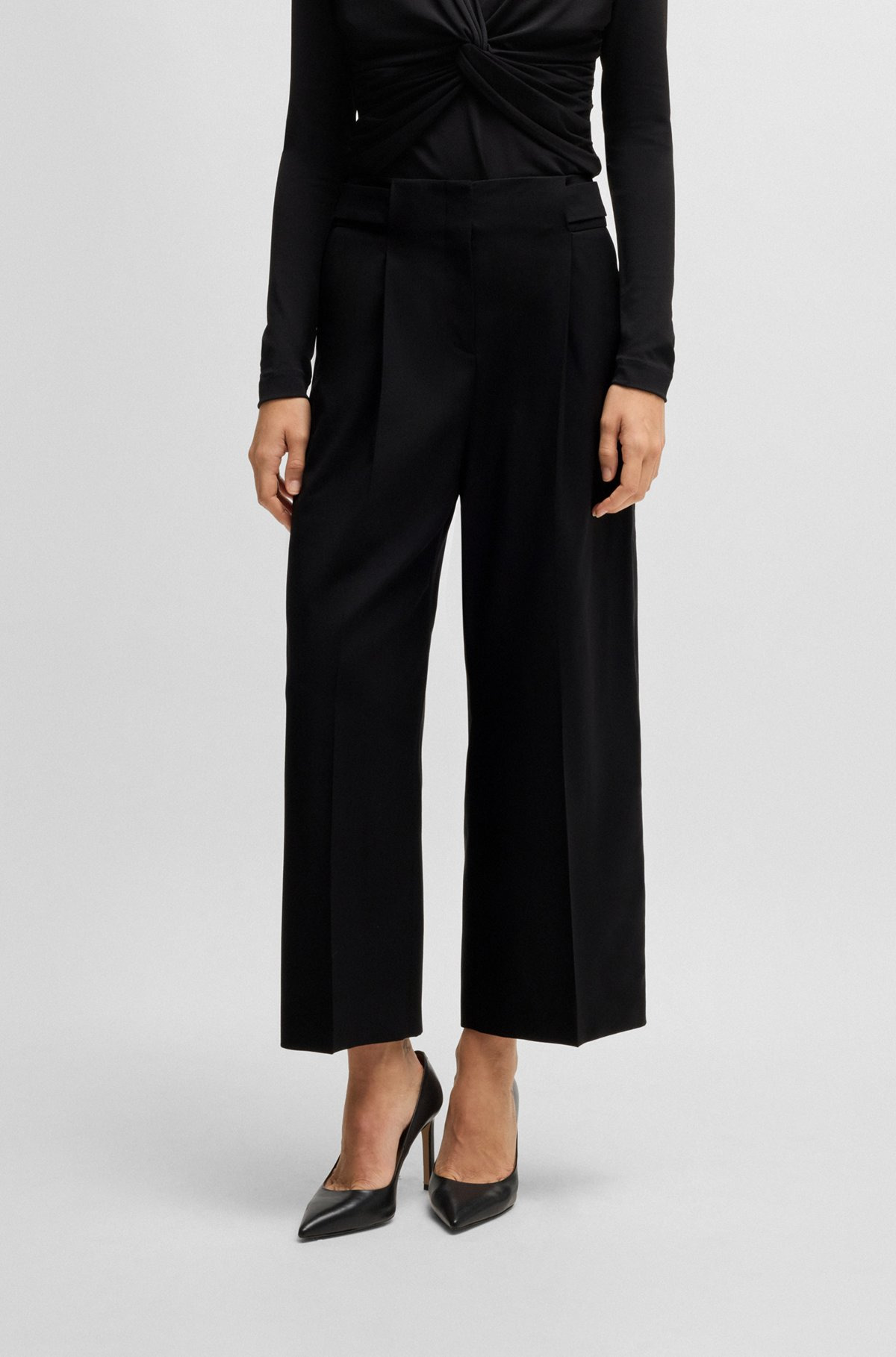 REGULAR-FIT HIGH-WAISTED TROUSERS IN WOOL - 2