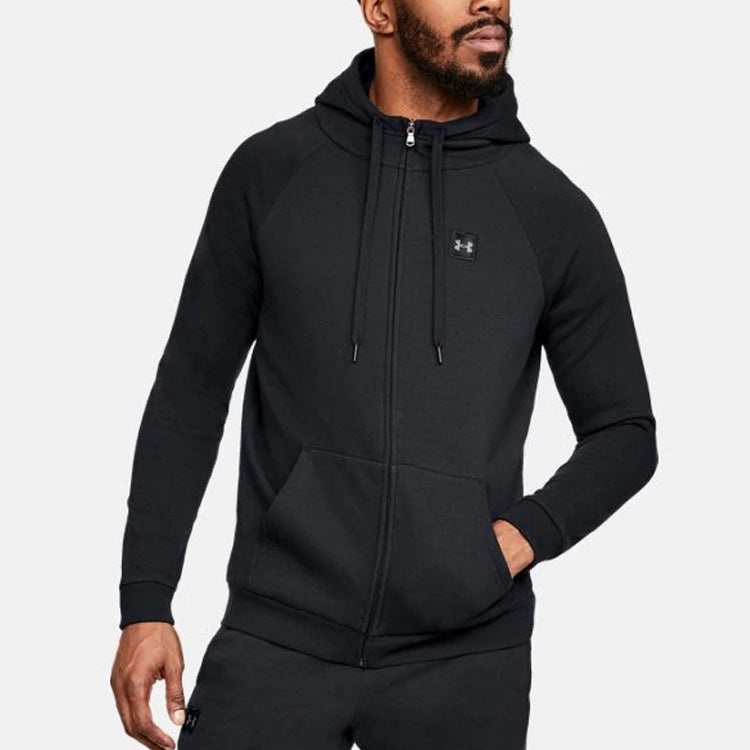 Men's Under Armour Rival square frame Logo Hooded Jacket Black 1320737-001 - 4
