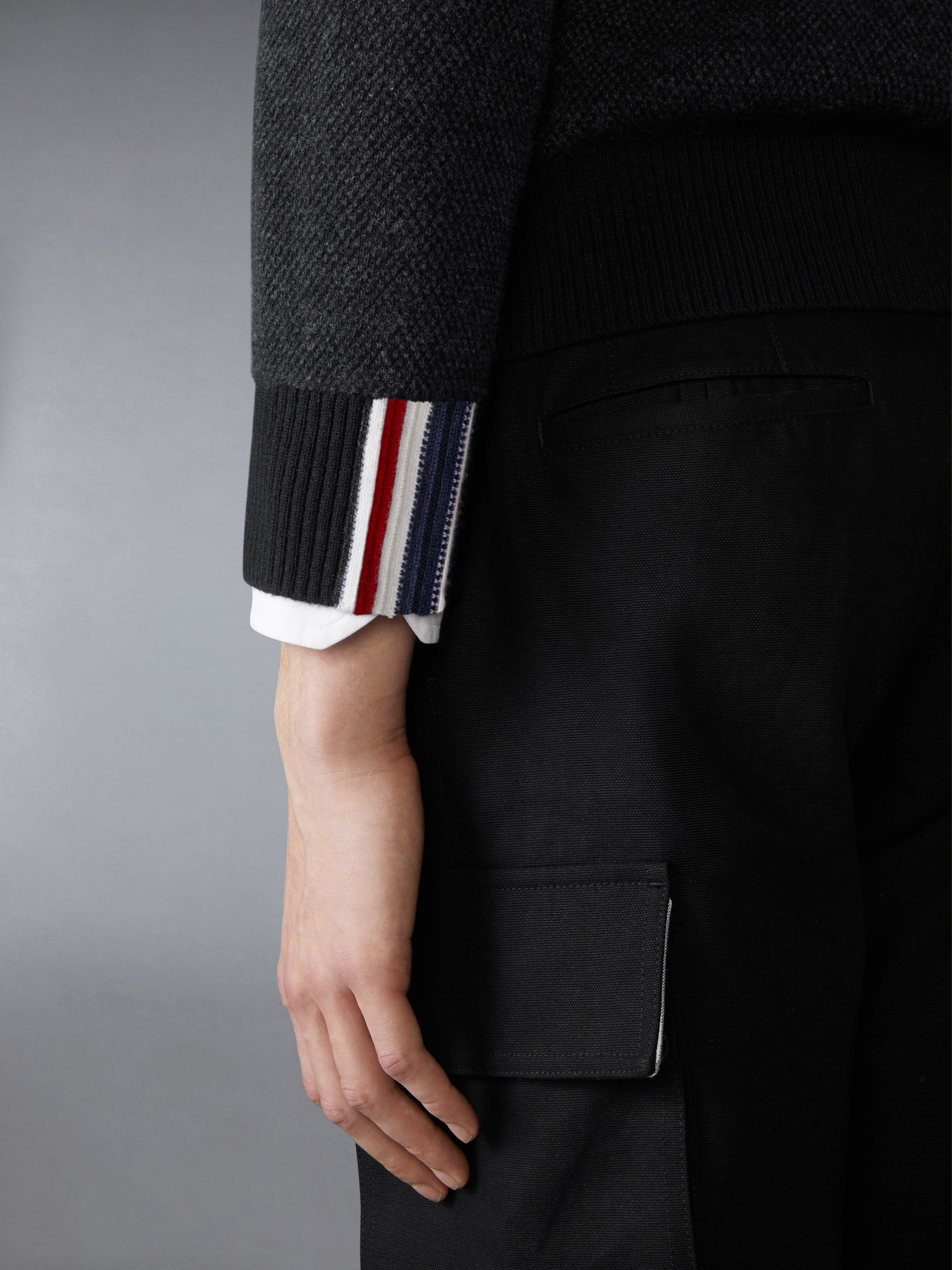 MERINO WOOL INTARSIA V NECK CARDIGAN - 5
