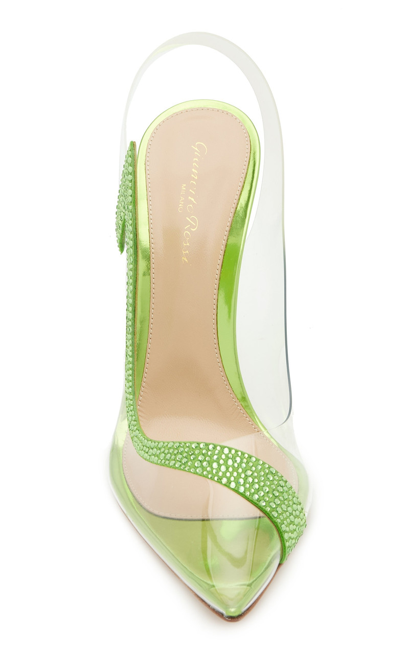 Hortensia Plexi & Embellished Leather Pumps green 4