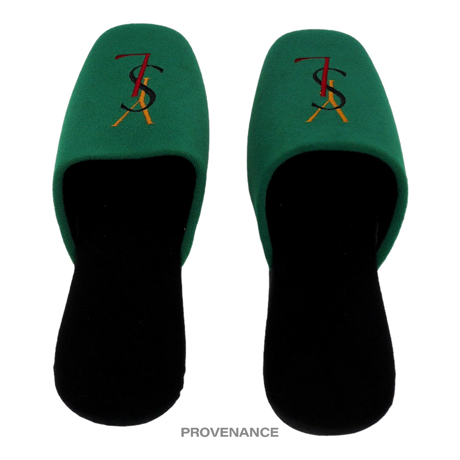 Yves Saint Laurent YSL Logo Slipper - Green Velour - 4