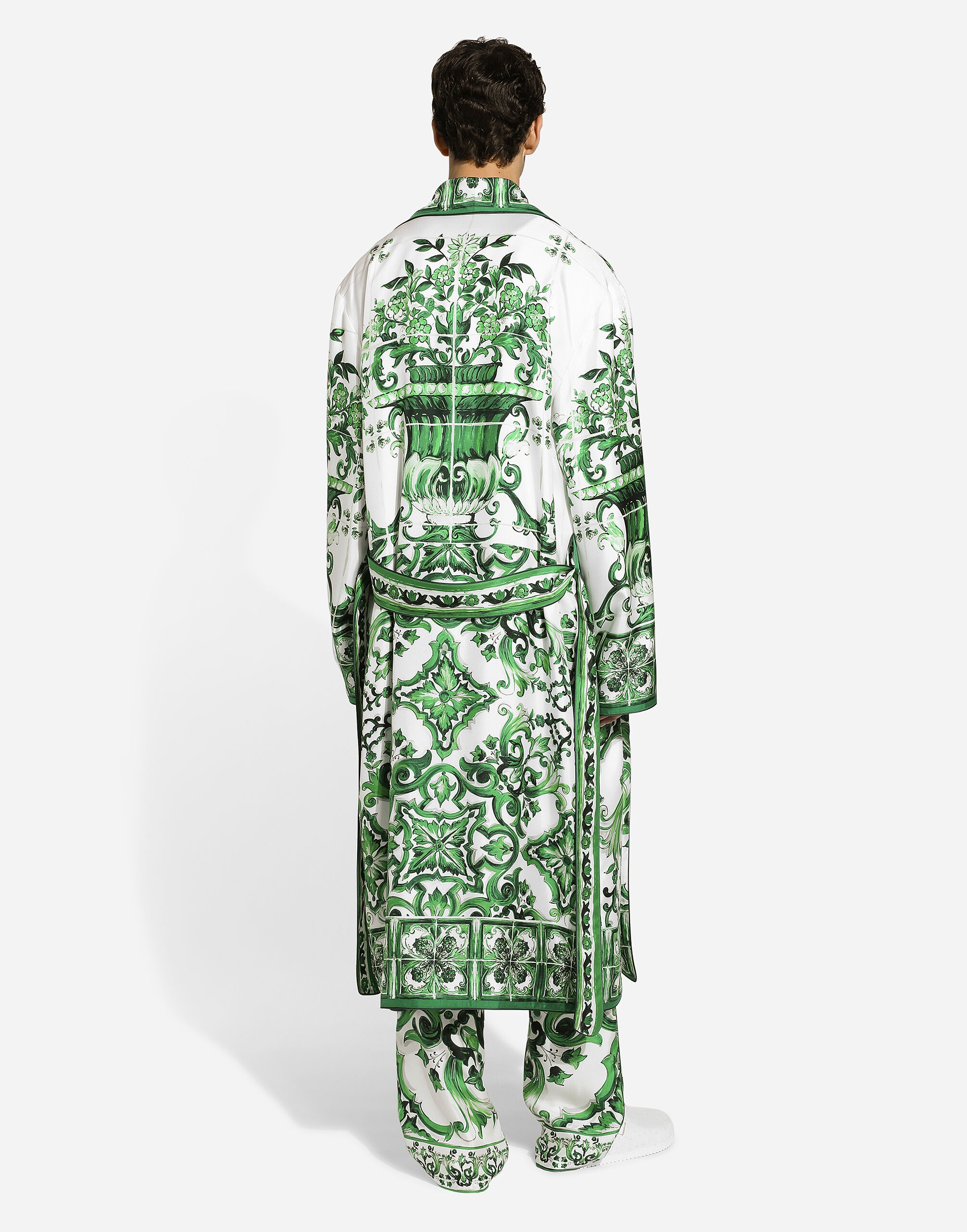 Oversize silk and yarn shirt with majolica print - 3