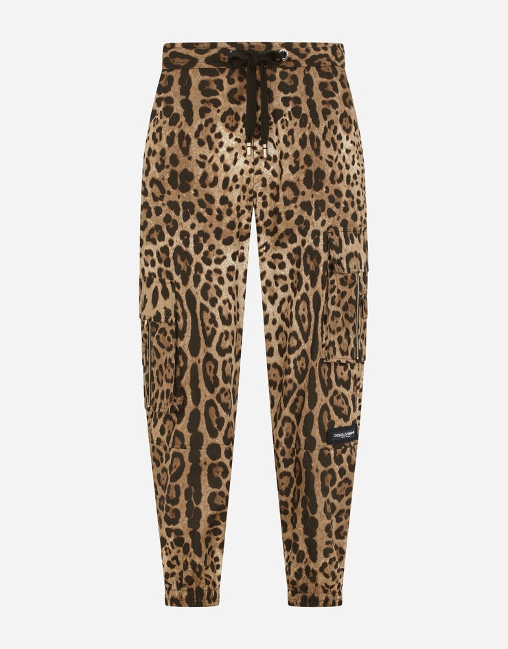 Cargo-style jogging pants with leopard print - 3