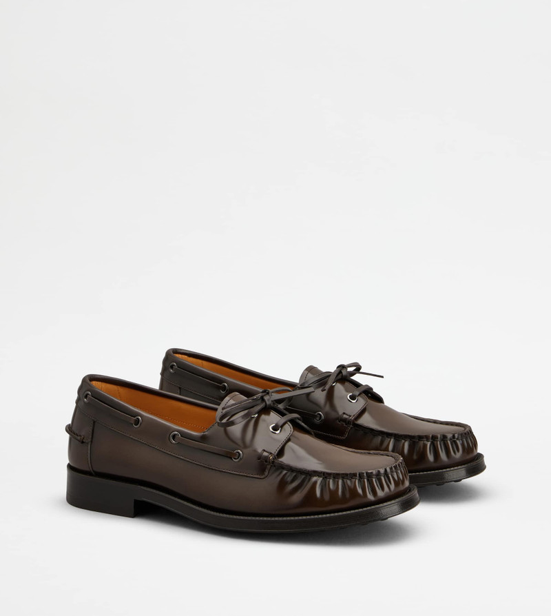 BOAT SHOES IN LEATHER - BROWN 2