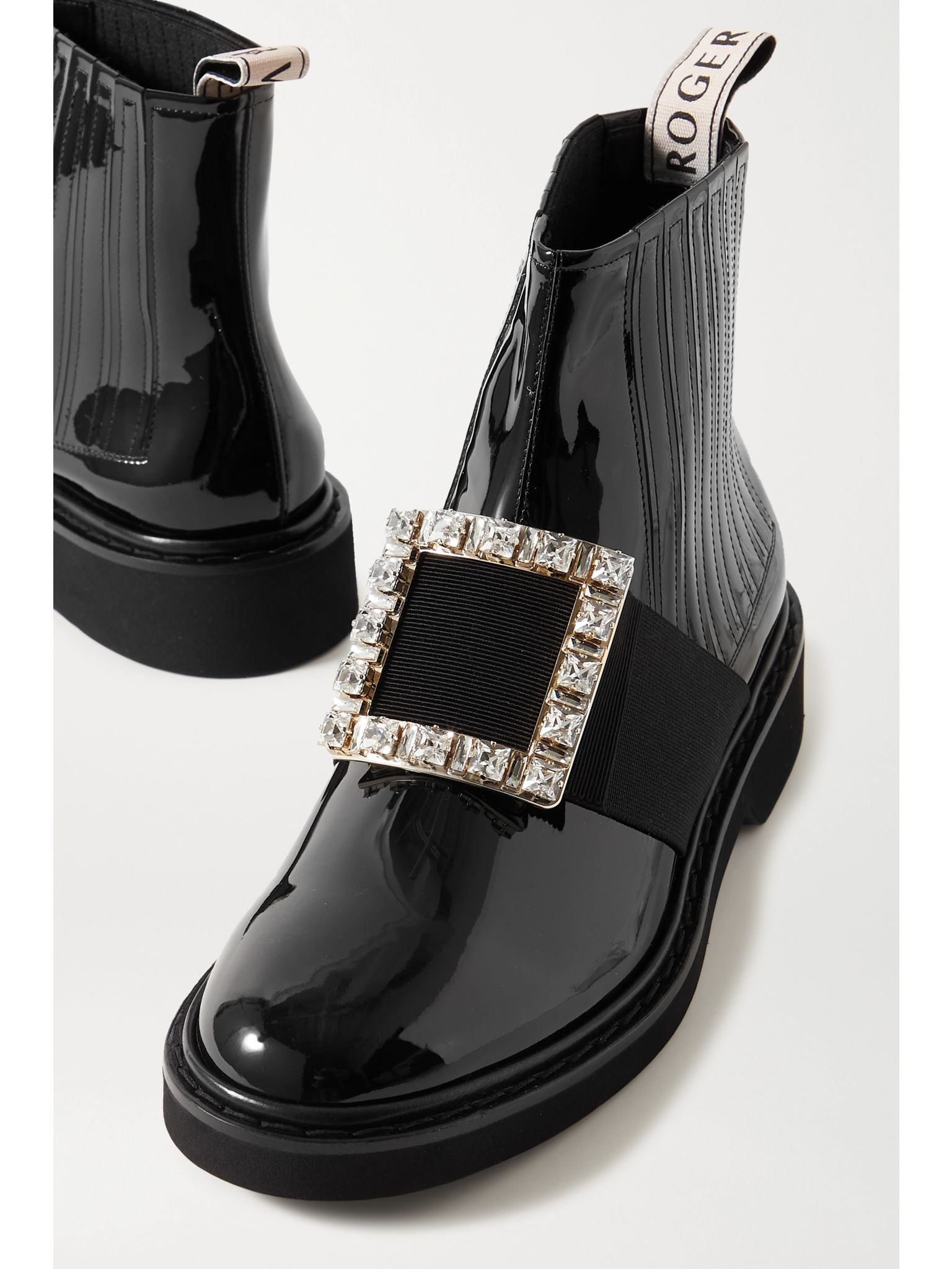 Viv Ranger crystal-embellished patent-leather Chelsea boots Black - 4