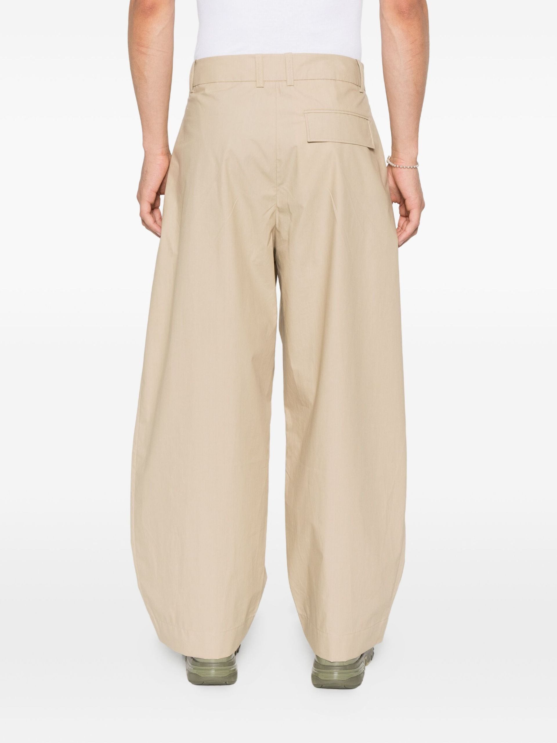 darted cotton trousers - 4