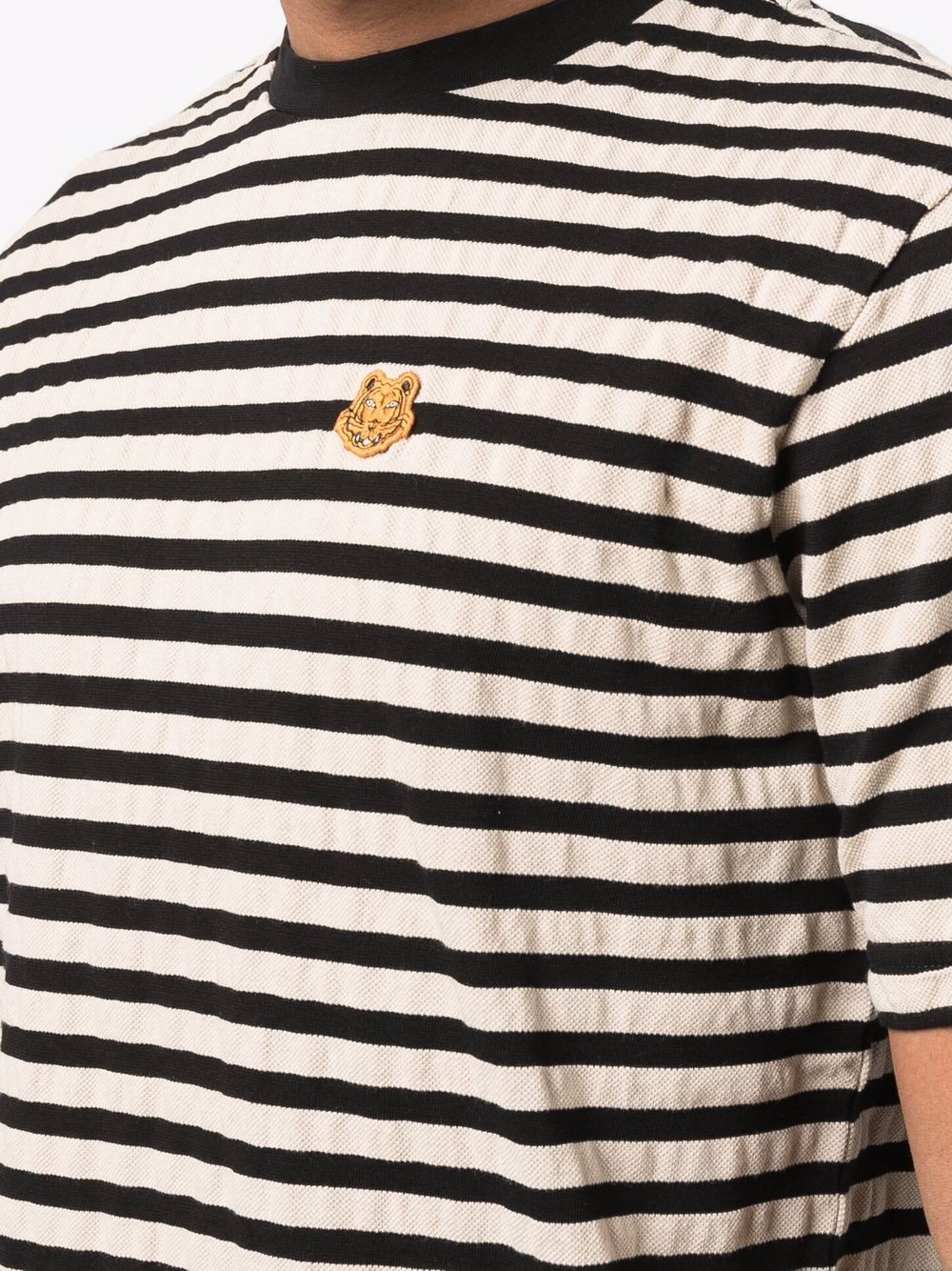 logo-patch striped cotton T-shirt - 5