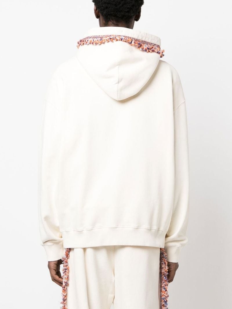 fringe-detailing jersey-knit hoodie - 4