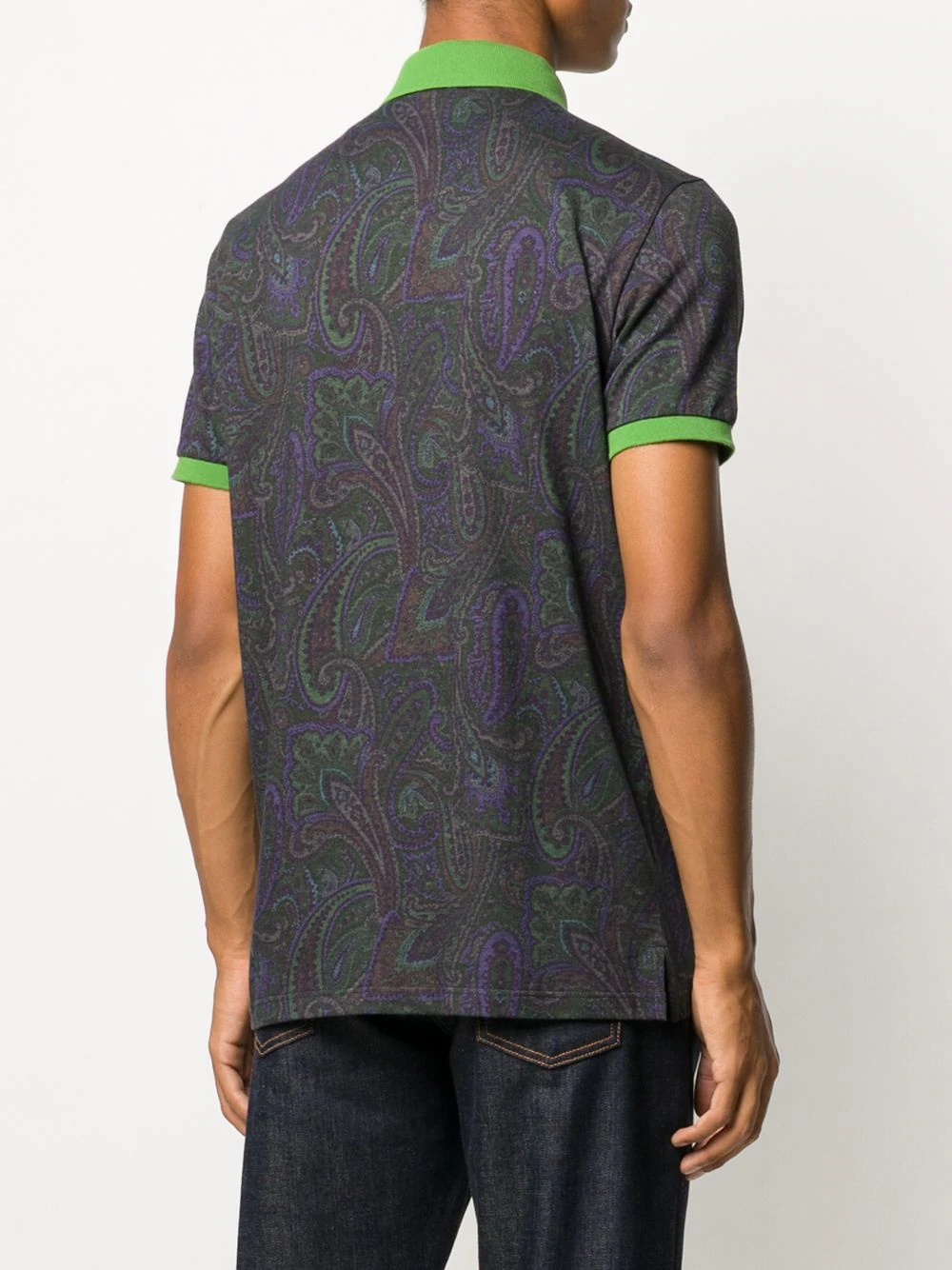 paisley print polo top - 4