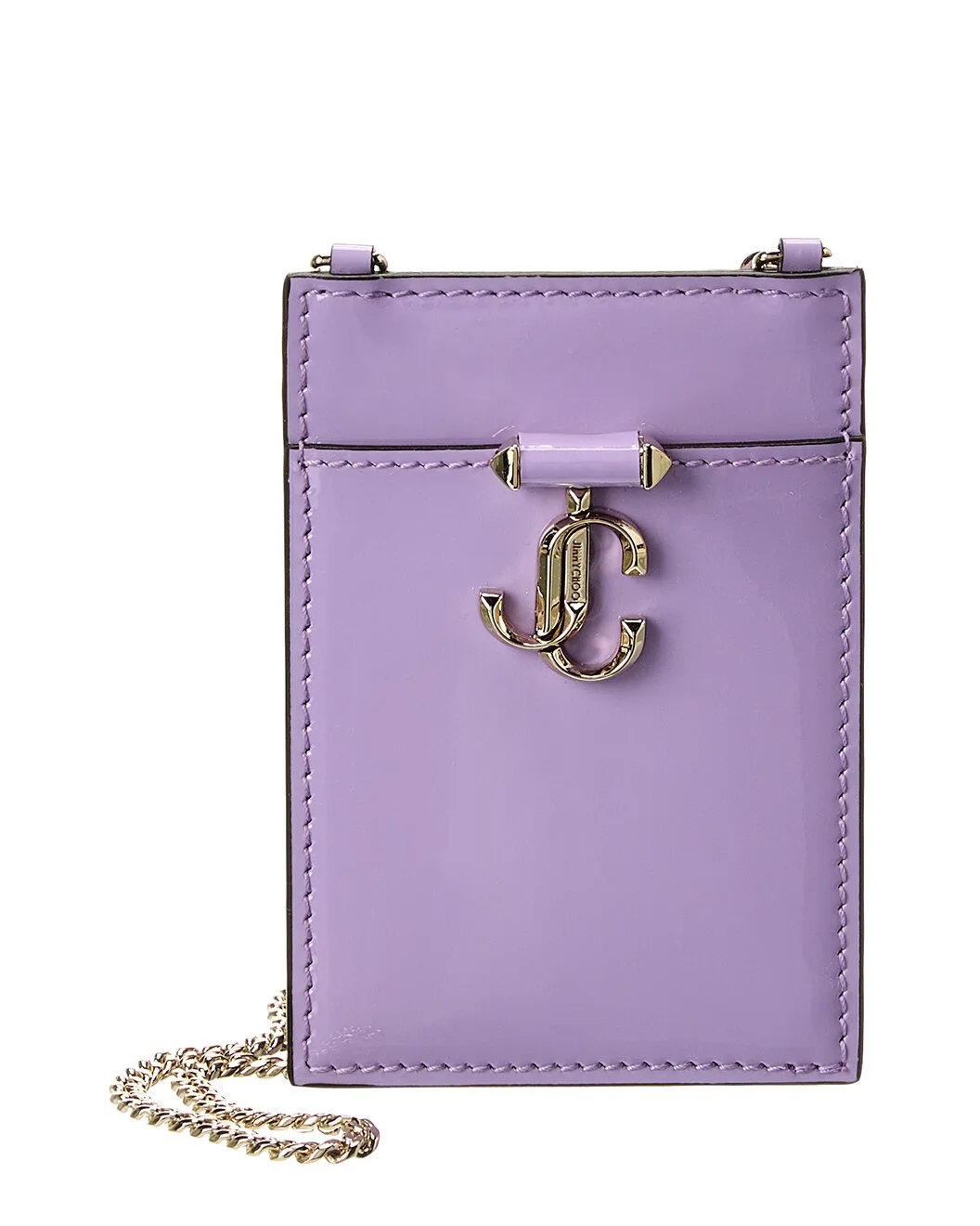 Jimmy Choo JC Logo Patent Card Holder On Chain - 1