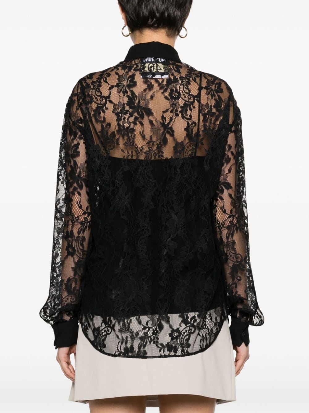 floral-lace button-up shirt - 4