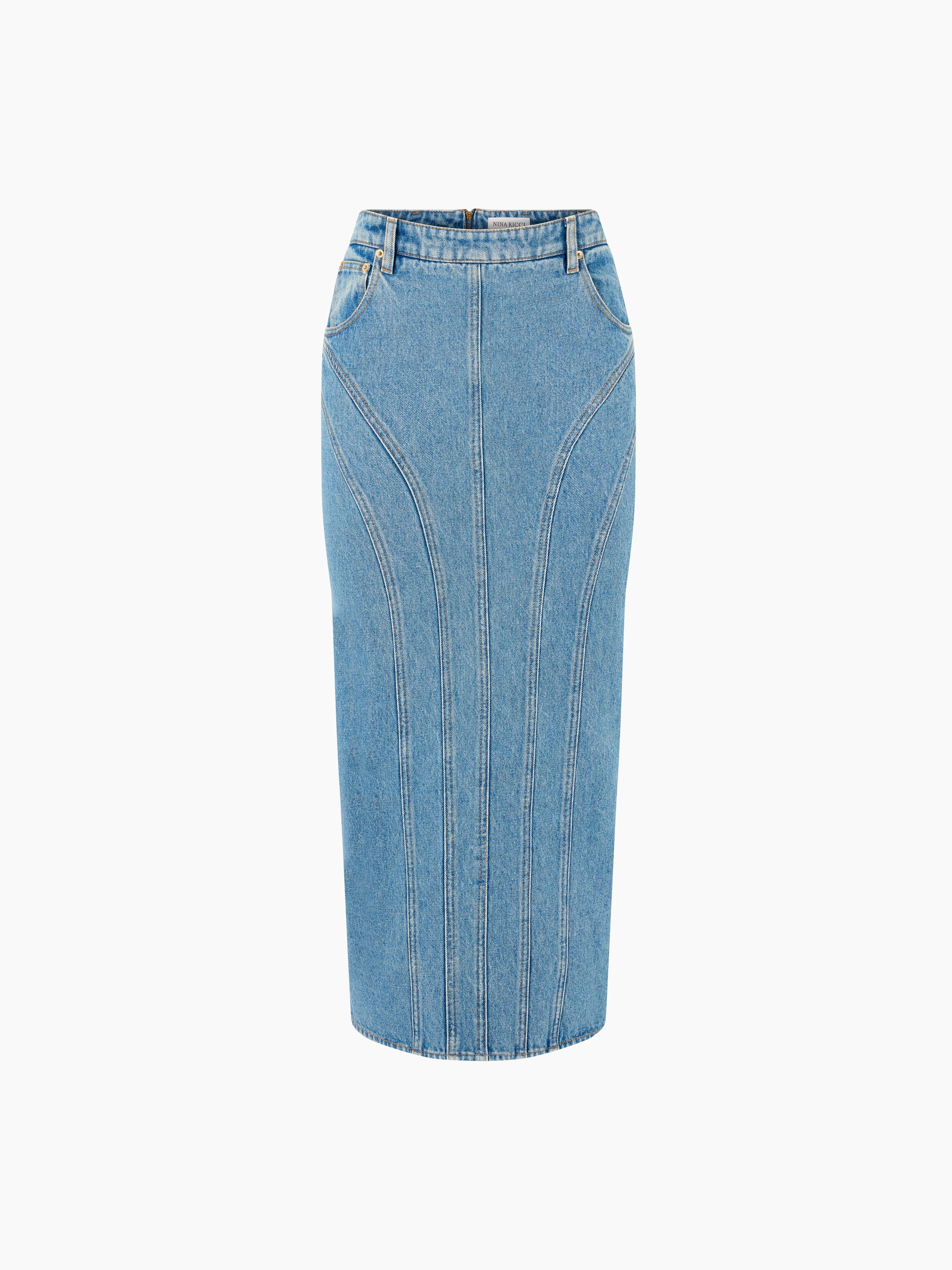 DENIM SKIRT WITH COUTURE DETAILS - 5
