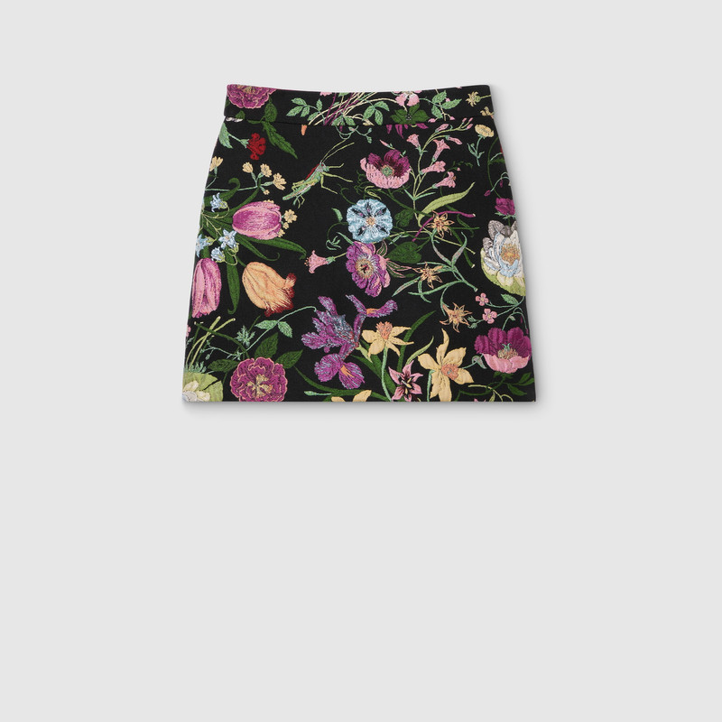 Gucci Flora silk brocade mini skirt 1