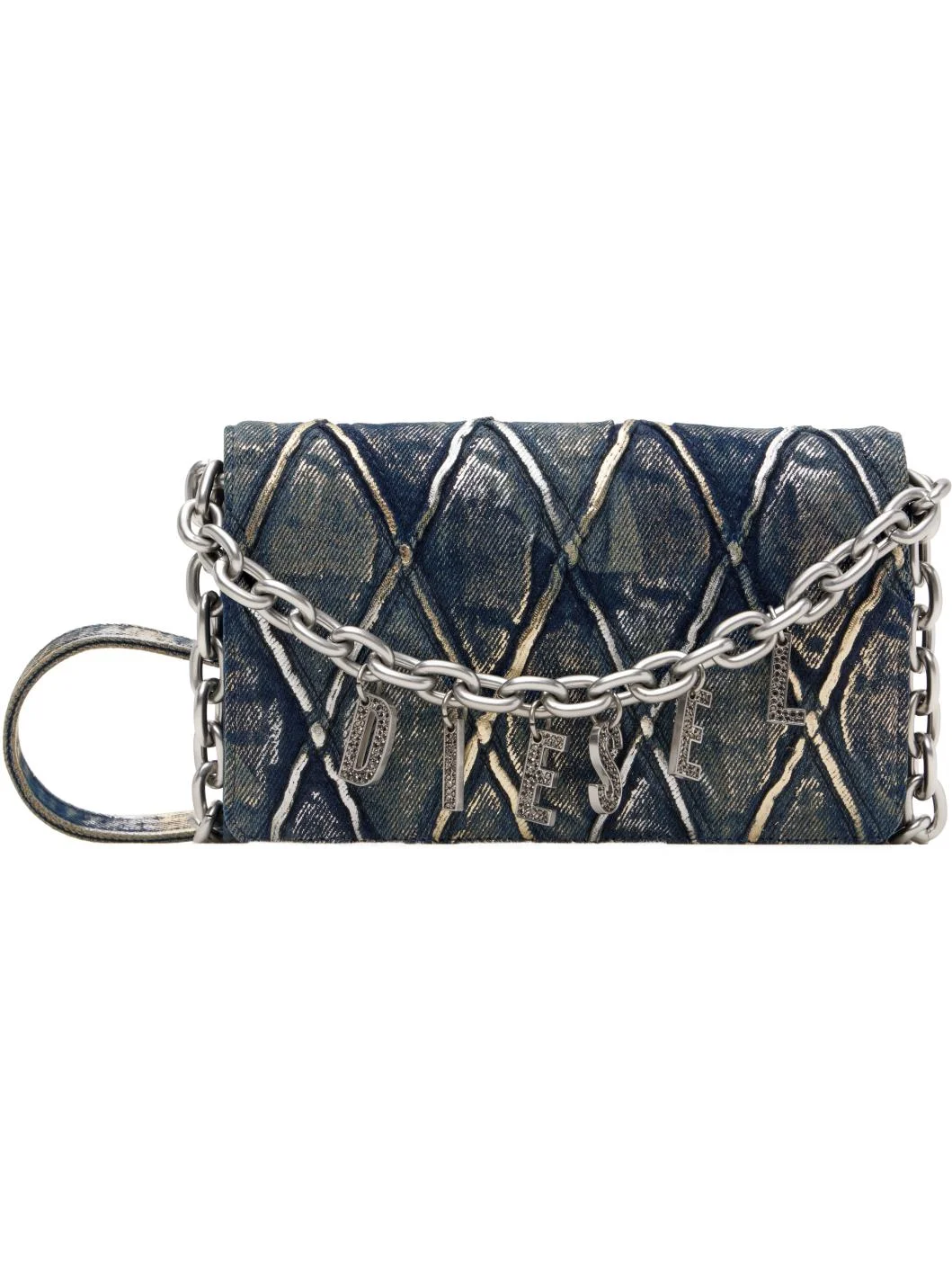 Blue Quilted Denim Purse Wallet - 1