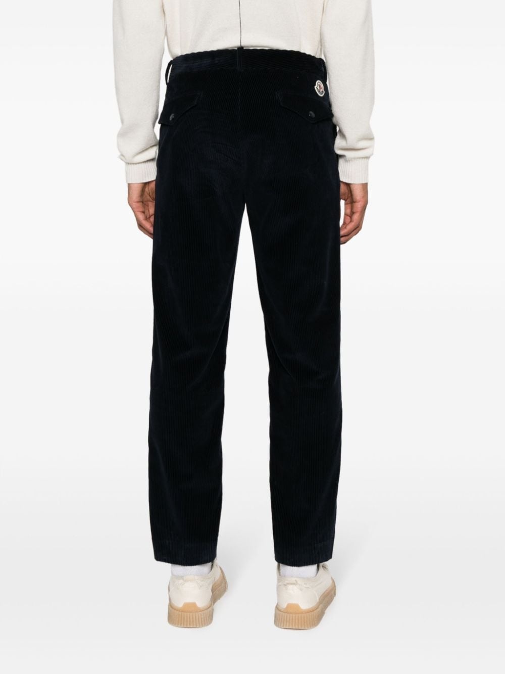 logo-patch corduroy cotton trousers - 4