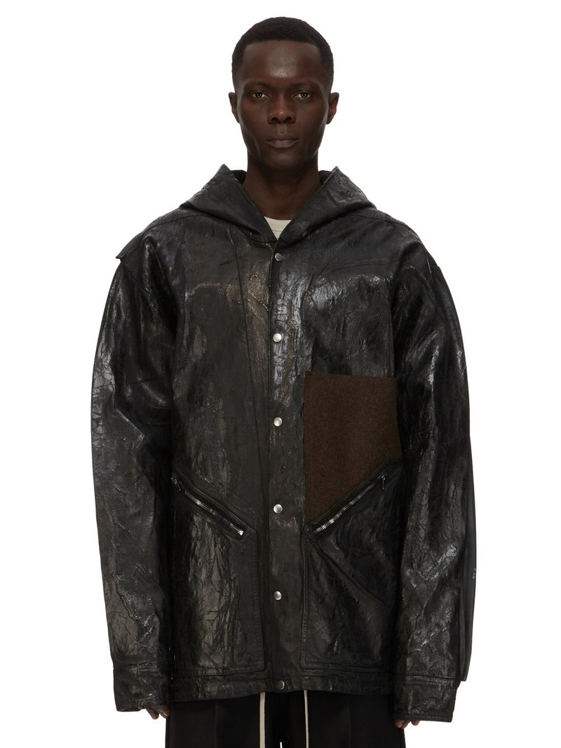 Oversized Wool-Trimmed Painted Distressed Denim Jacket 1