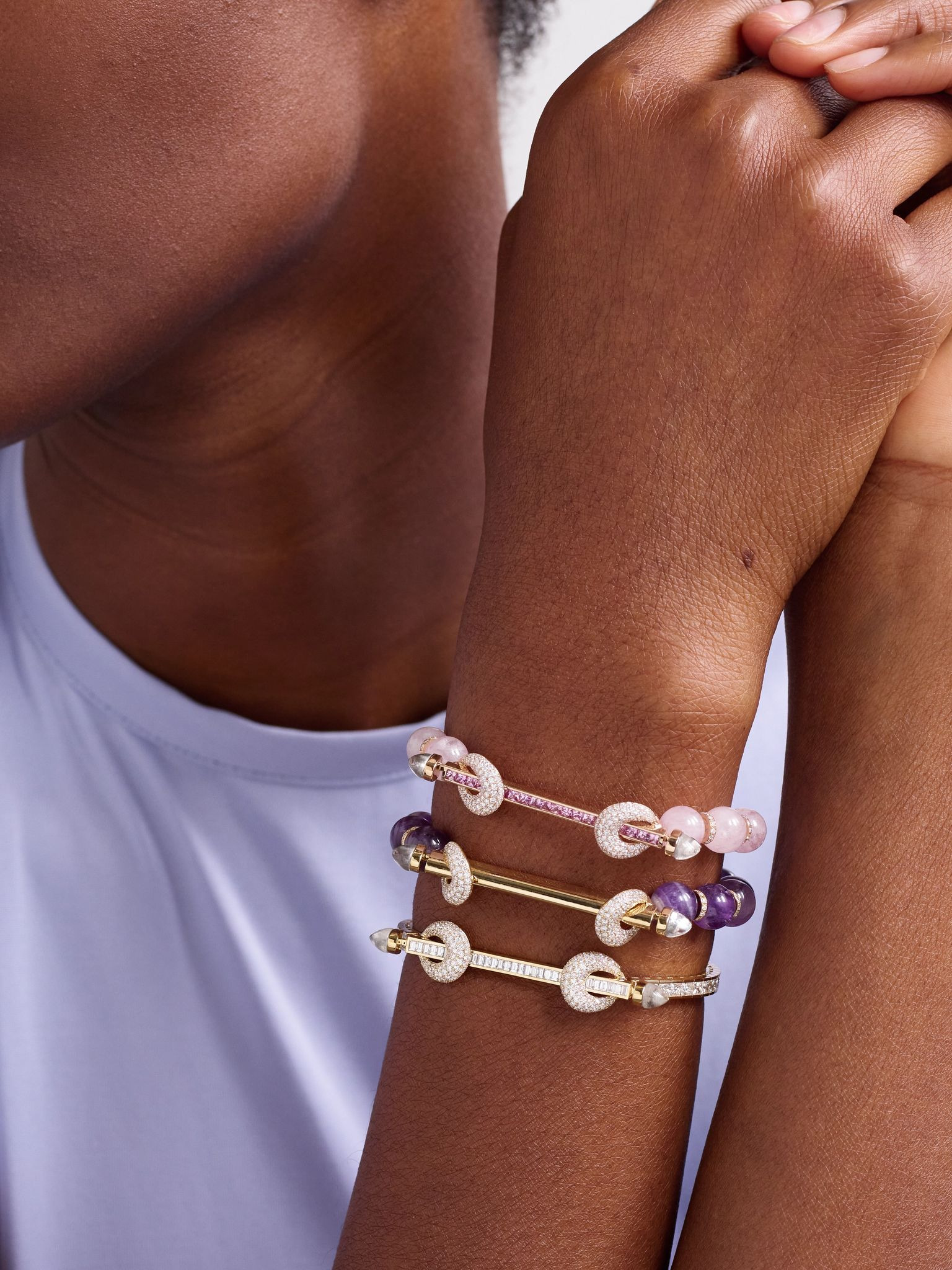 Chakra 18-karat gold multi-stone bracelet Purple - 4