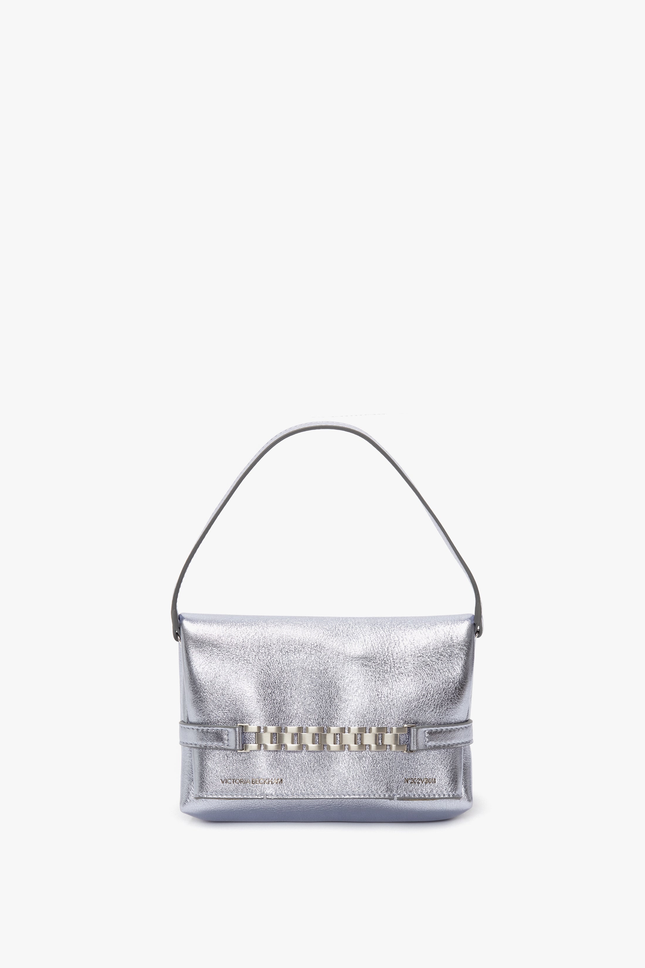 Mini Chain Pouch In Metallic Sky Leather - 1