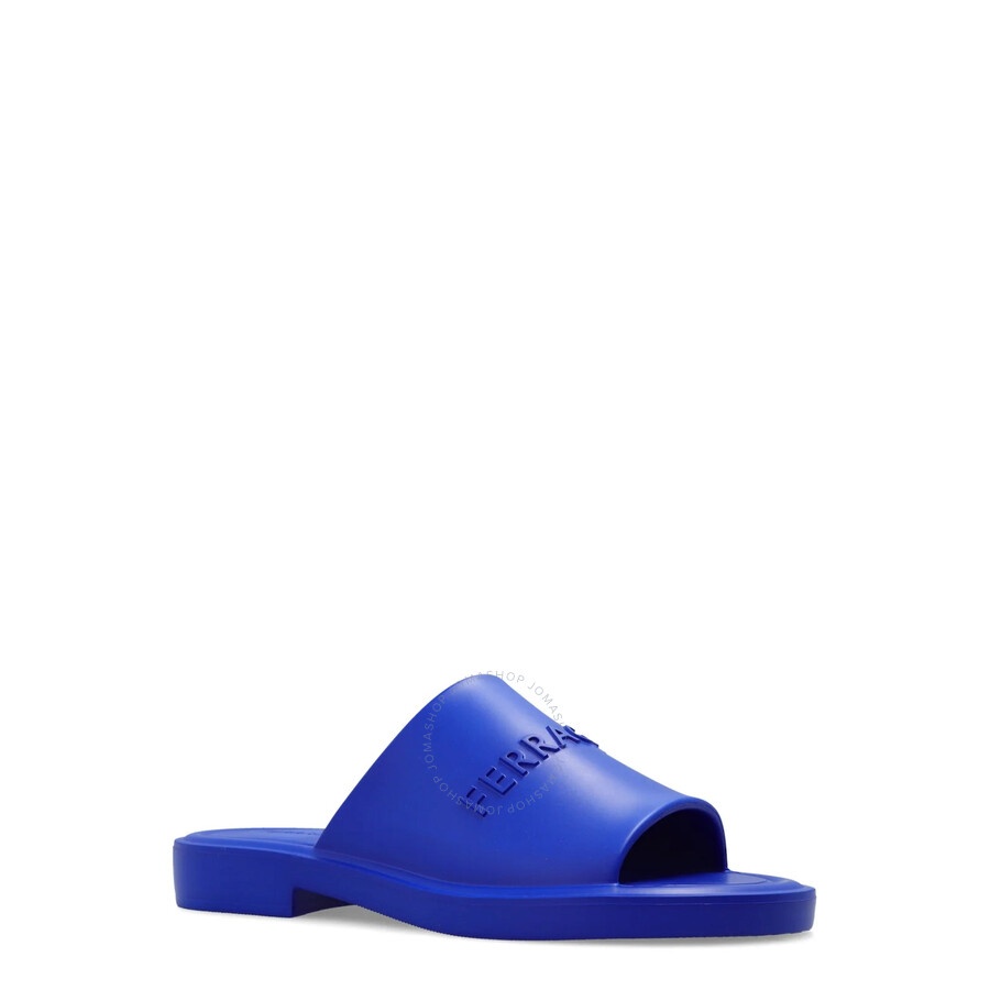Ferragamo Men's Blue Logo-Embossed Slip-On Sandals - 2