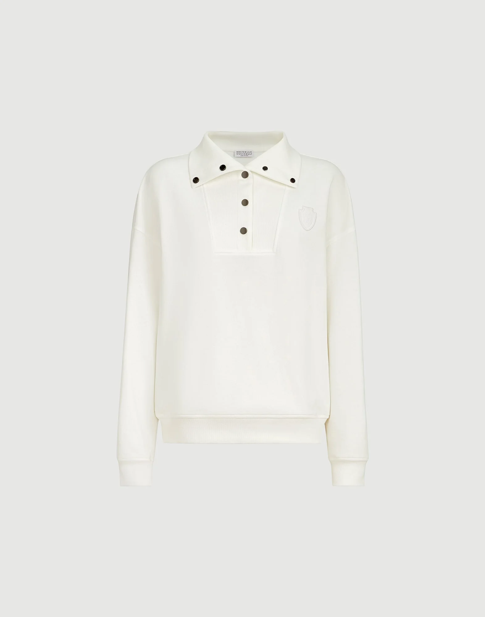 Cotton smooth French terry sweatshirt with logo - 1