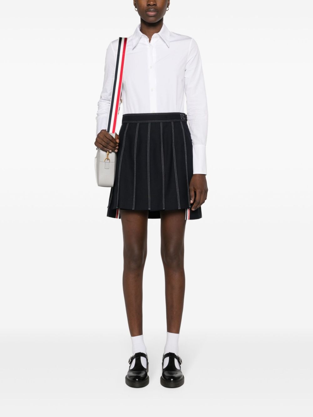 striped pleated wool miniskirt - 2