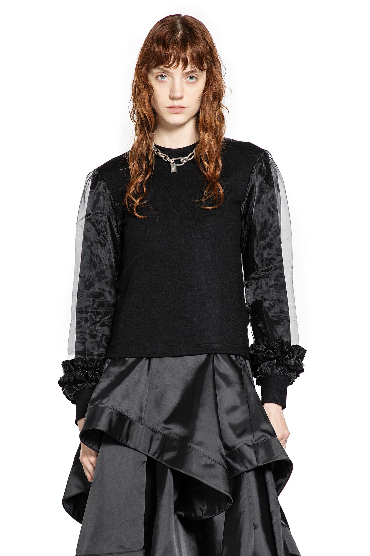 Wool Jersey And Tulle Long Sleeve T-shirt - 8