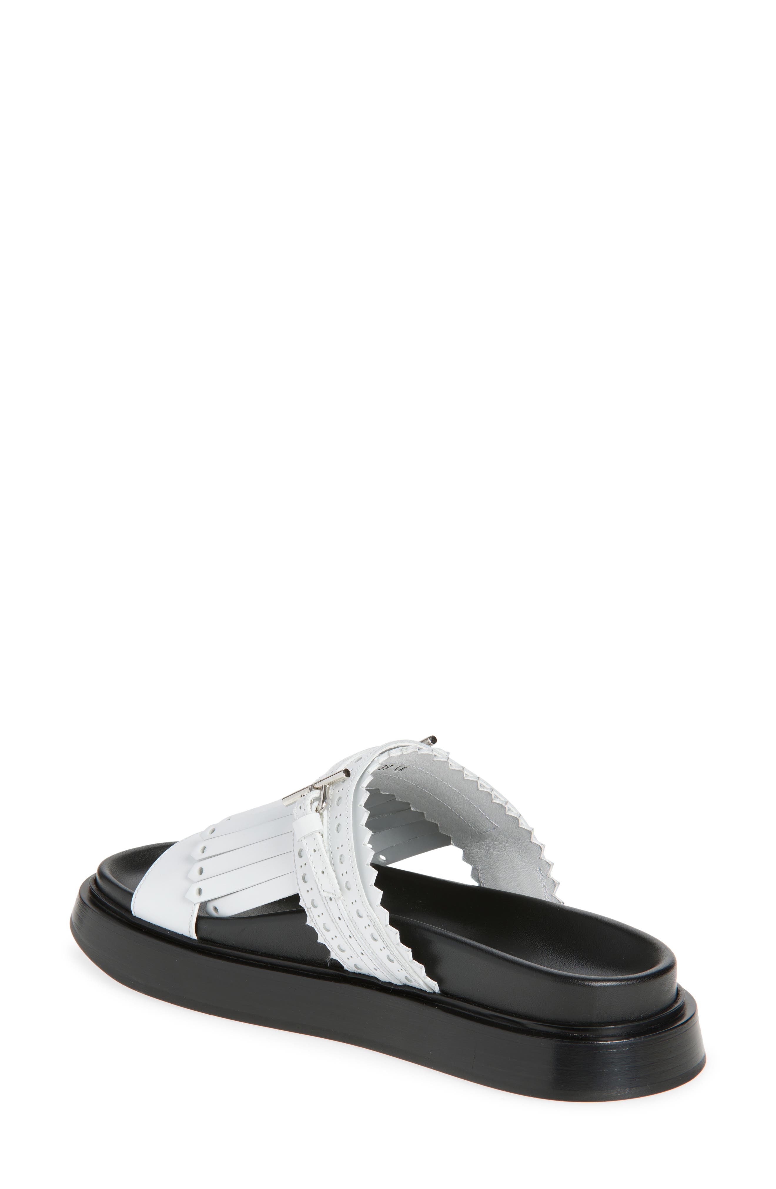 McQueen Kiltie Fringe Slide Sandal in White/Silver at Nordstrom - 2