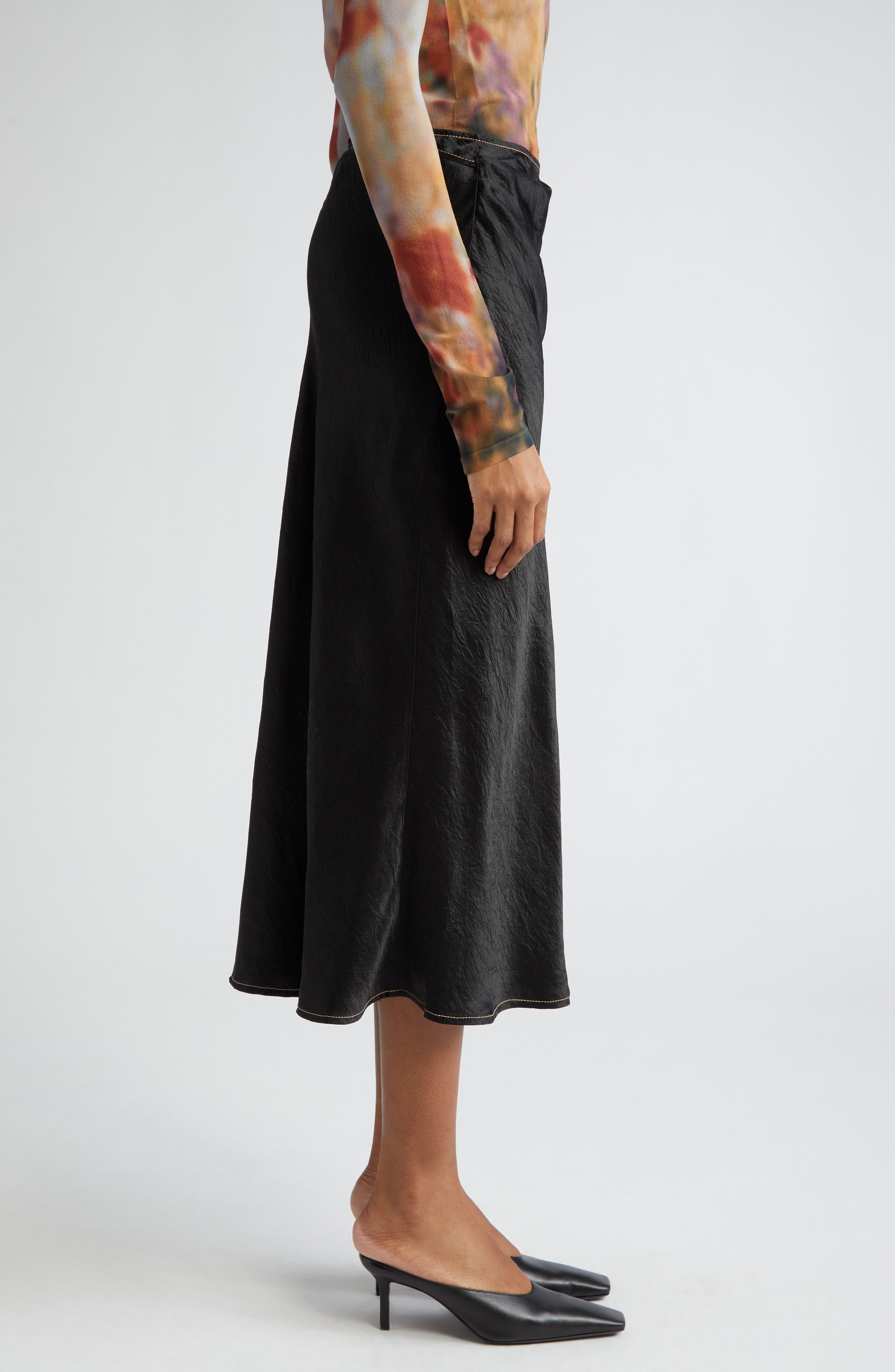 Iala Crinkle Satin Wrap Skirt - 4