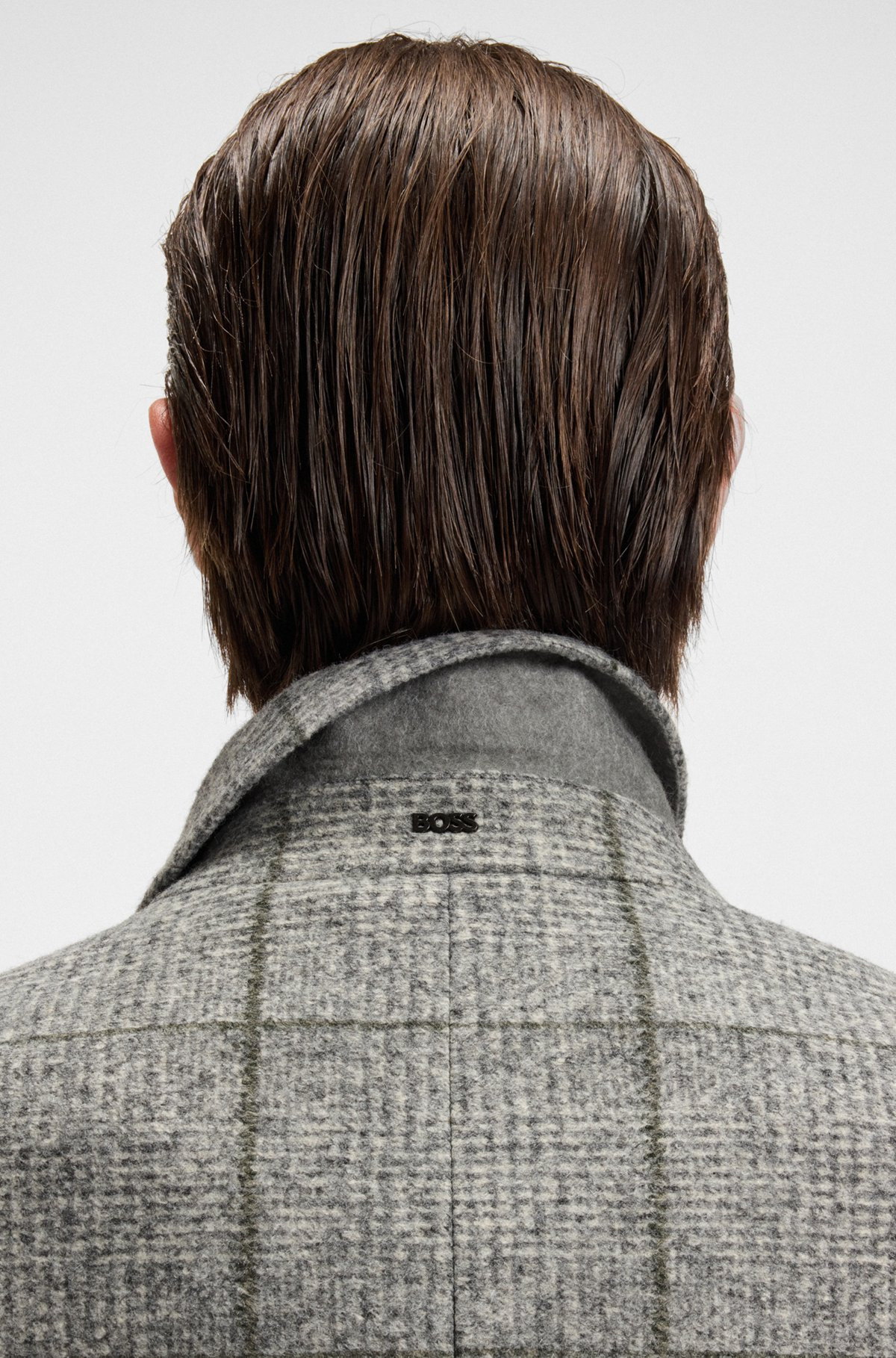 SLIM-FIT COAT WITH PLAIN CHECK - 6