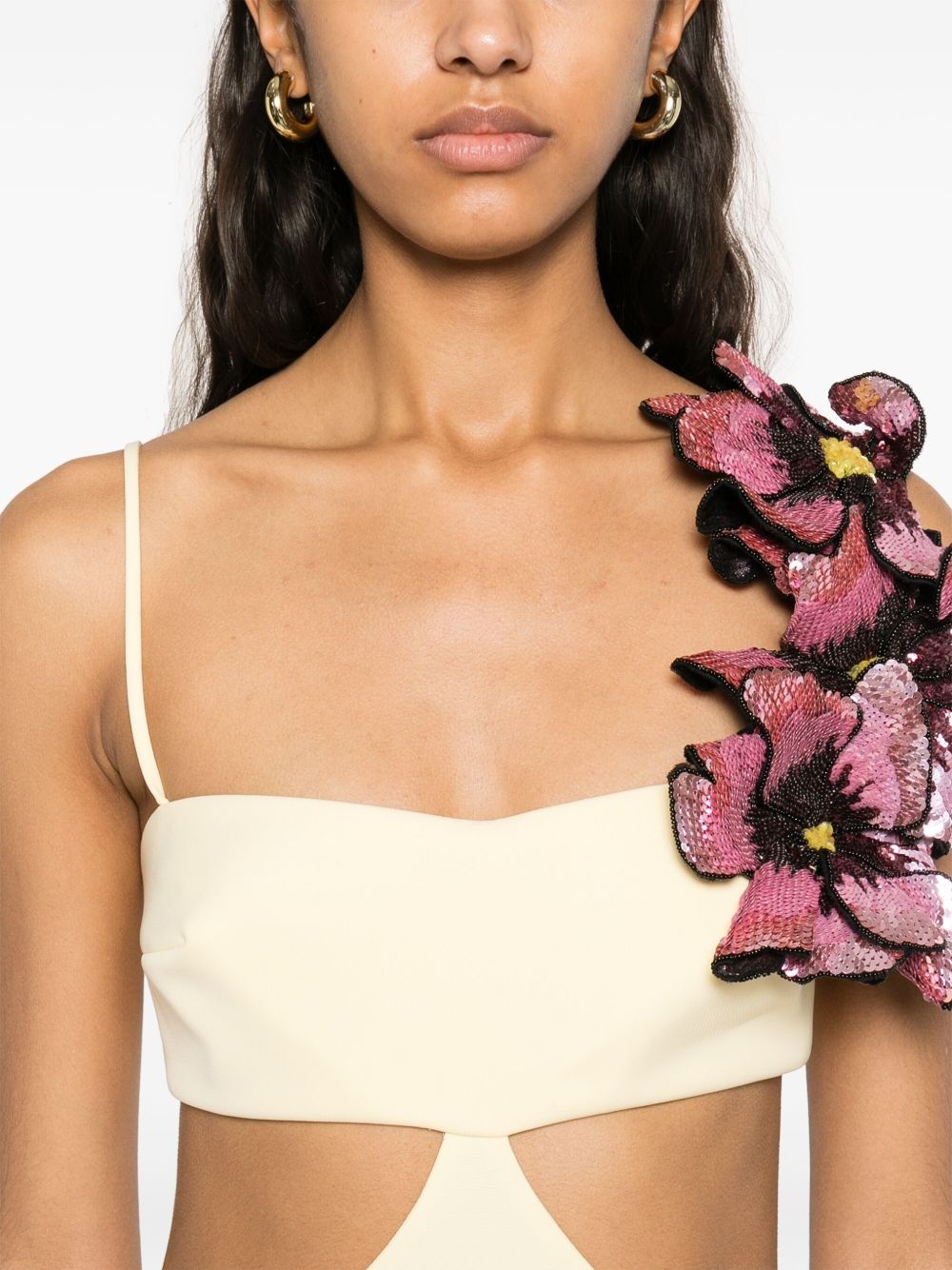 floral-appliqué gown - 5