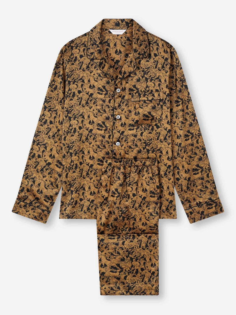 Men's Pajamas Brindisi 108 Silk Satin Black 1