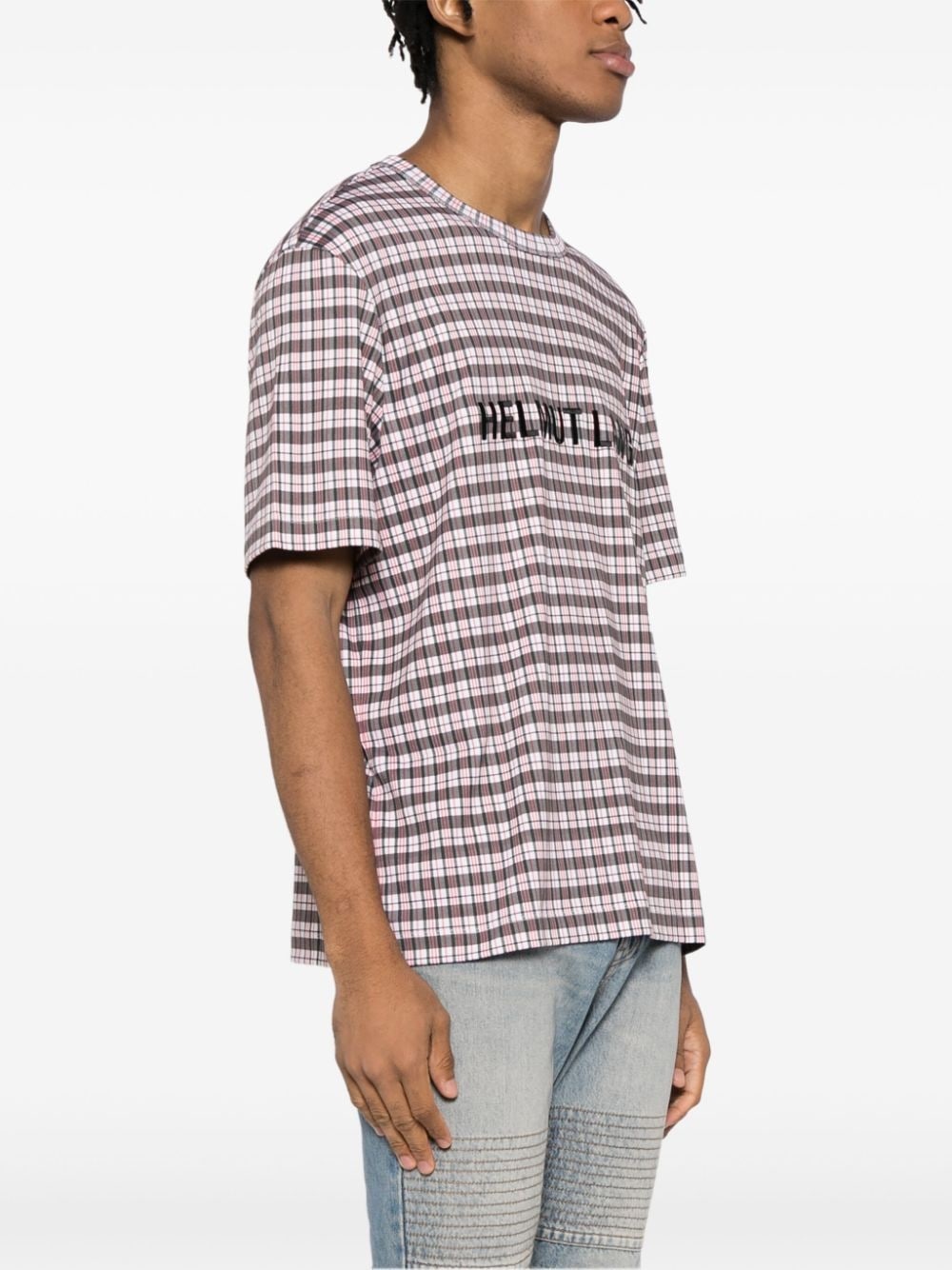 logo-print checked T-shirt - 3