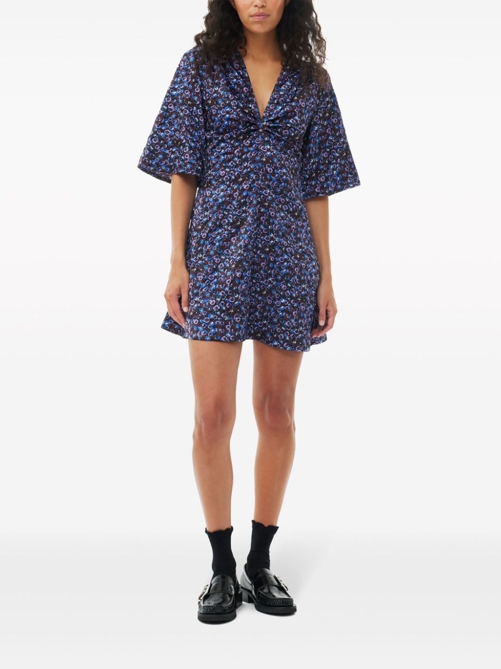 satin V-neck minidress - 2