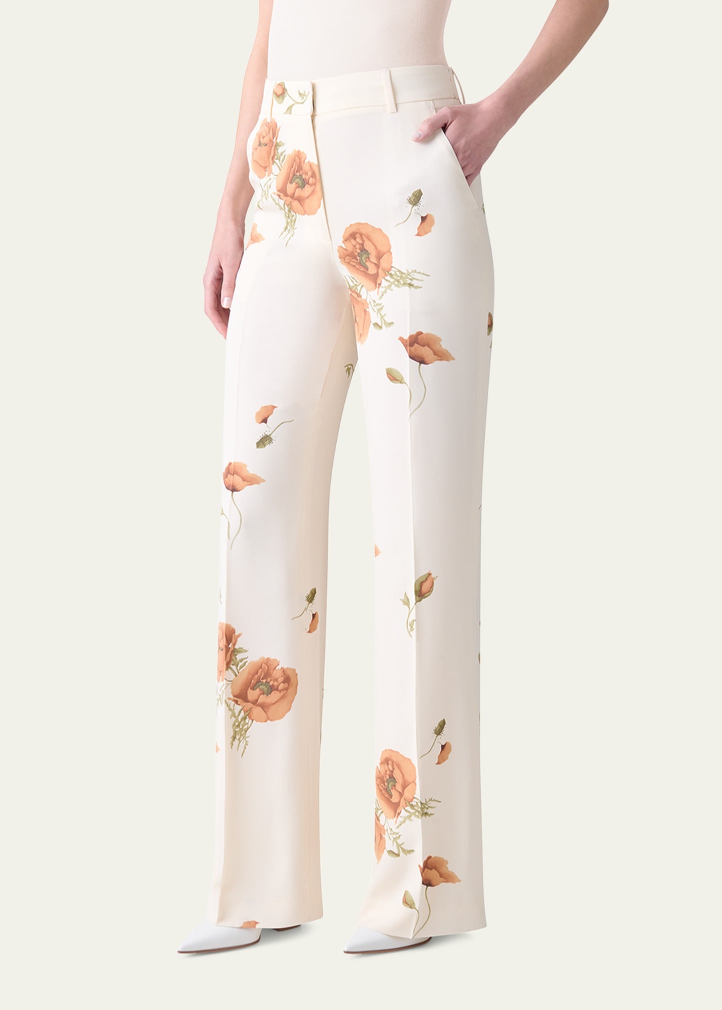 Florine Anemone Print Wide Leg Silk Crepe Pants - 4
