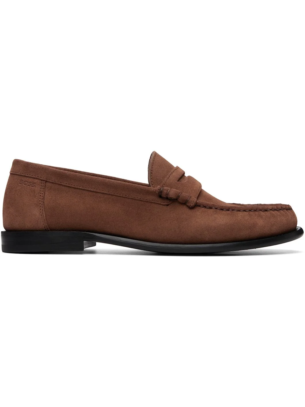 Brown Penny-Trim Suede Loafers - 1