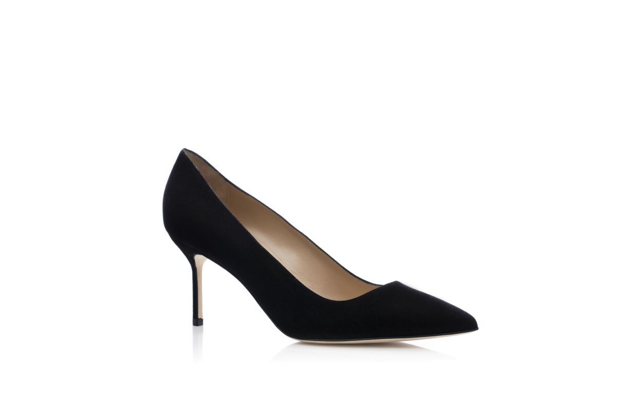 Black Suede Pointed Toe Pumps - 3